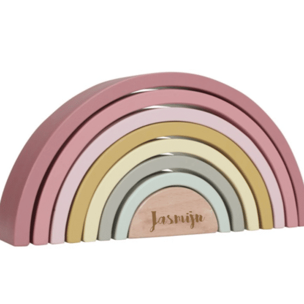 Little Dutch Houten Regenboog Roze met naam (gegraveerd) - Afbeelding 2