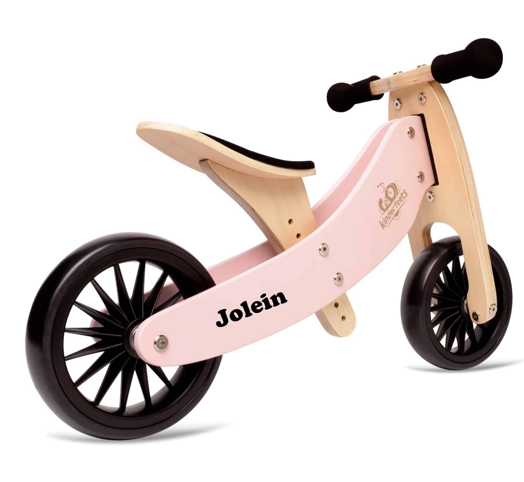 Kinderfeets 2-in-1 houten loopfiets driewieler Tiny Tot Rose (18 maanden)