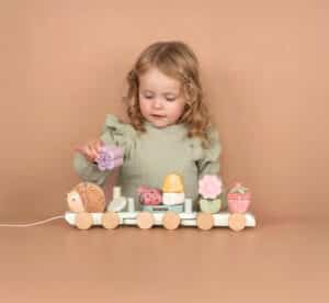 Houten Blokkentrein Egel - Fairy Garden met naam