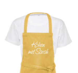 Keukenschort met naam geel